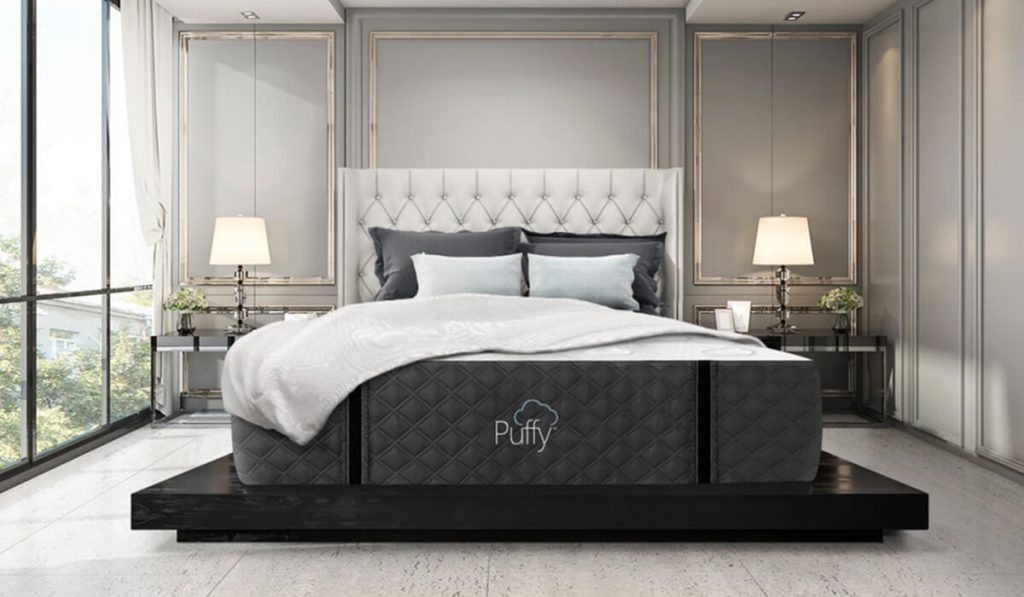 Puffy mattress in a room